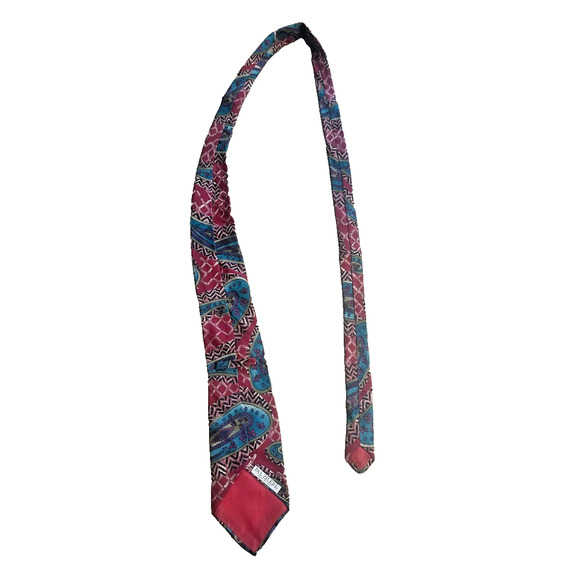Pal Zileri Designer Italian Neck Tie Paisley Geometric Classic Length 3.5" - Picture 5 of 7